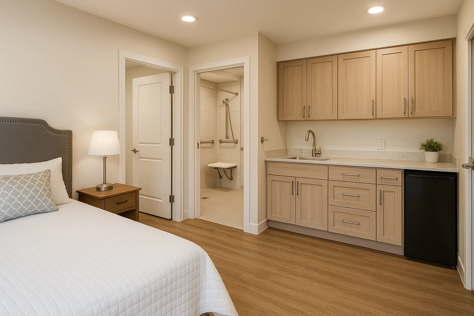 In-law suite with accessibility features and universal design