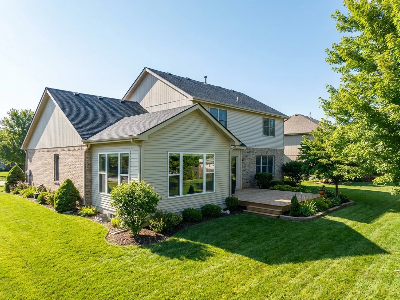Completed code-compliant room addition on the back of a Kansas City home