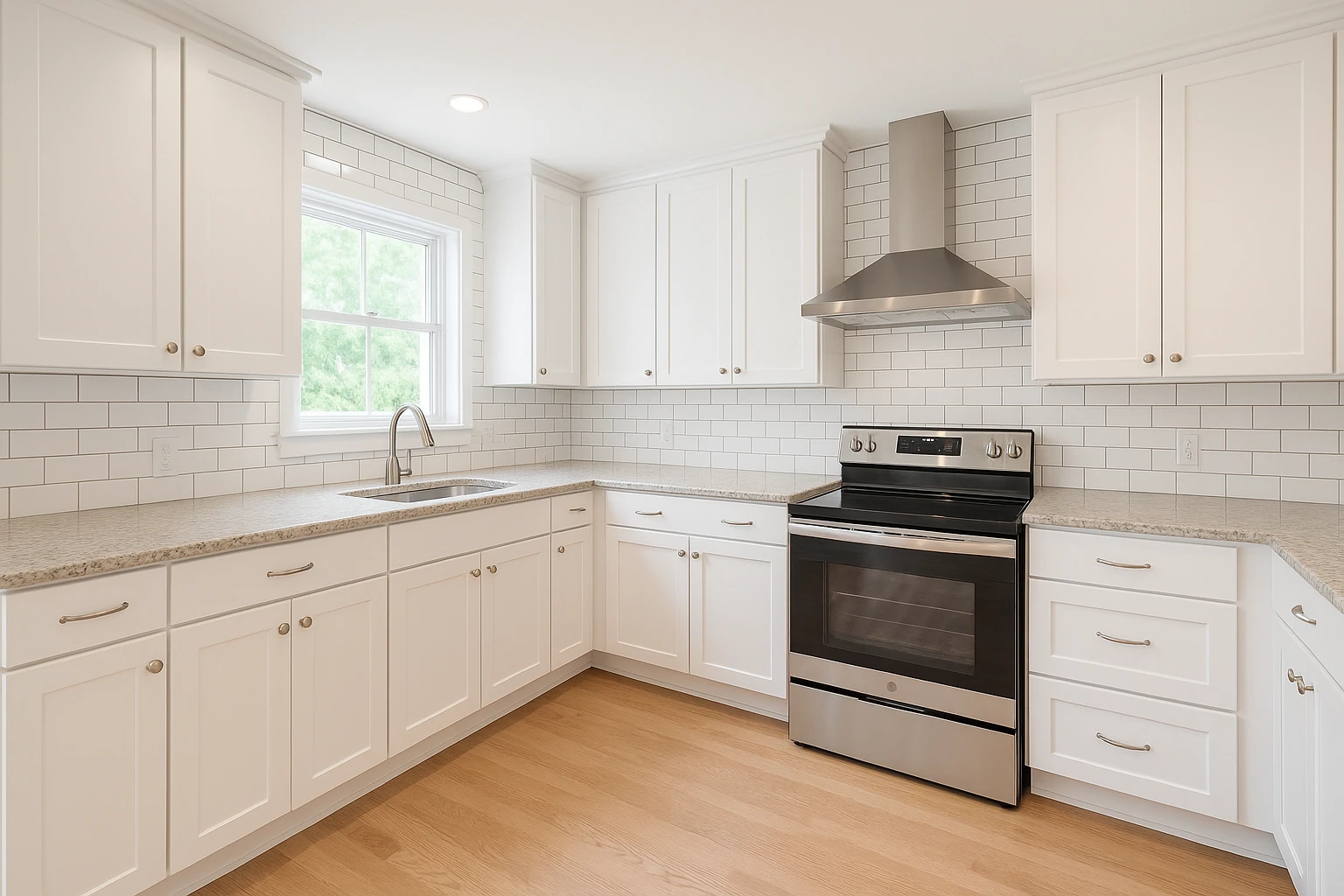 Completed Kitchen Backsplash Installation with Subway Tile in Kansas City