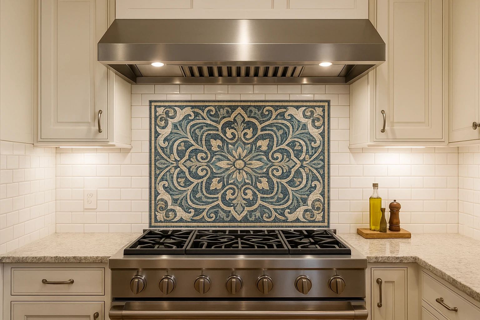 Custom Mosaic Backsplash Installation Behind Kitchen Range