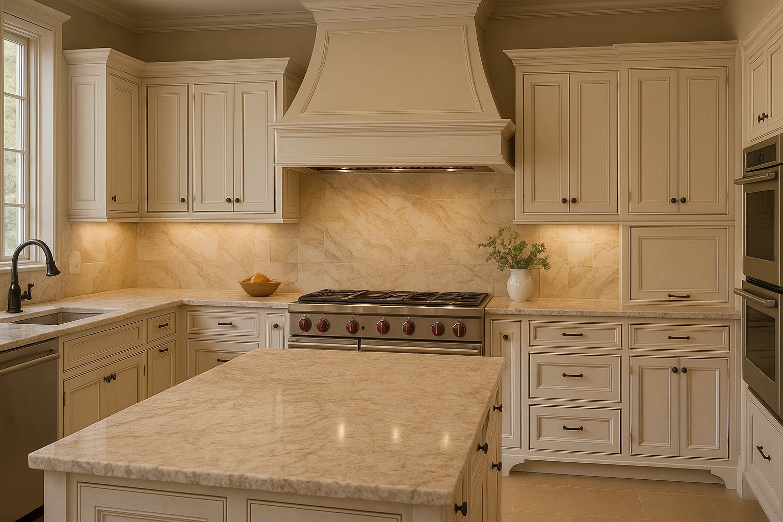 Natural Stone Backsplash Installation in Luxury Kansas City Kitchen