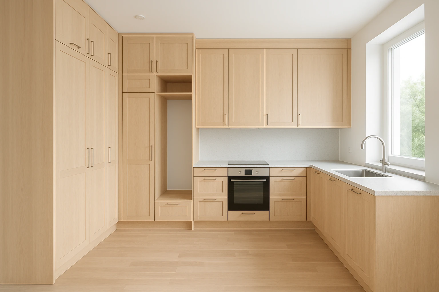 Full Wall Kitchen Cabinet Installation Floor to Ceiling
