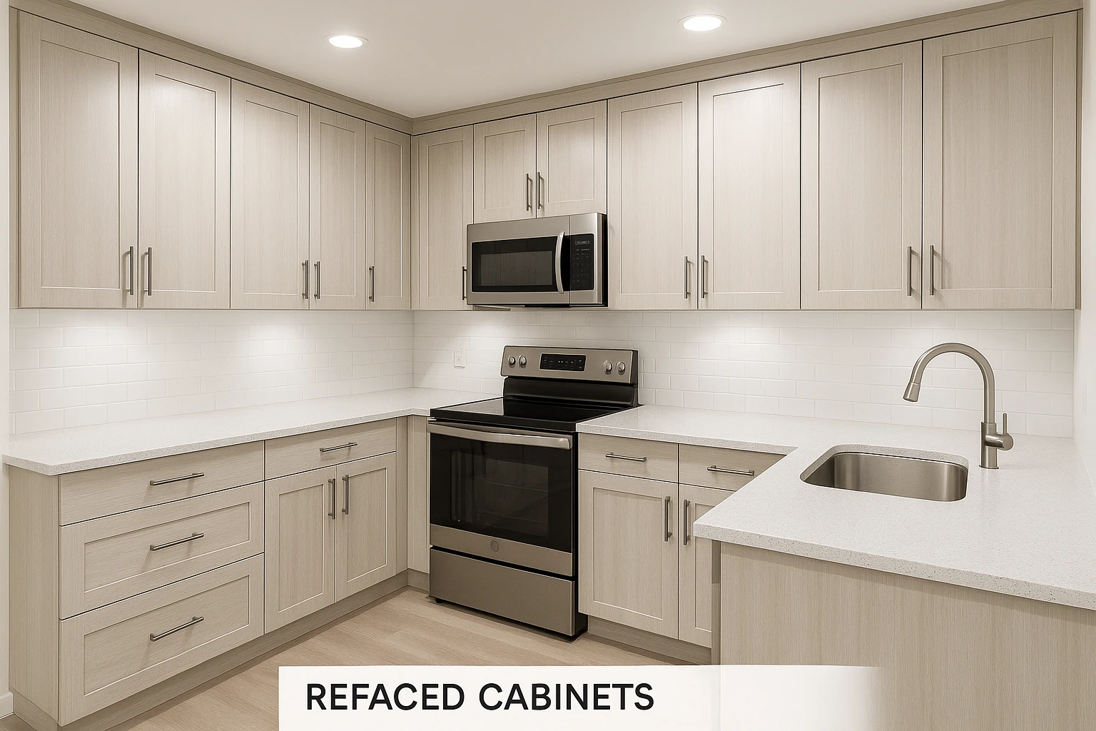 Cabinet Hardware and Finish Detail After Refacing