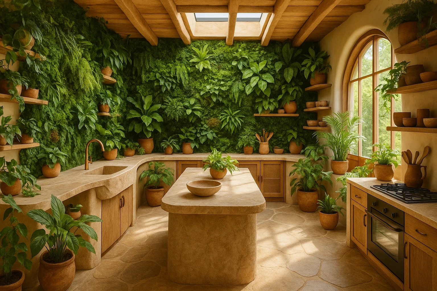 Biophilic Natural Kitchen Design Style 2025