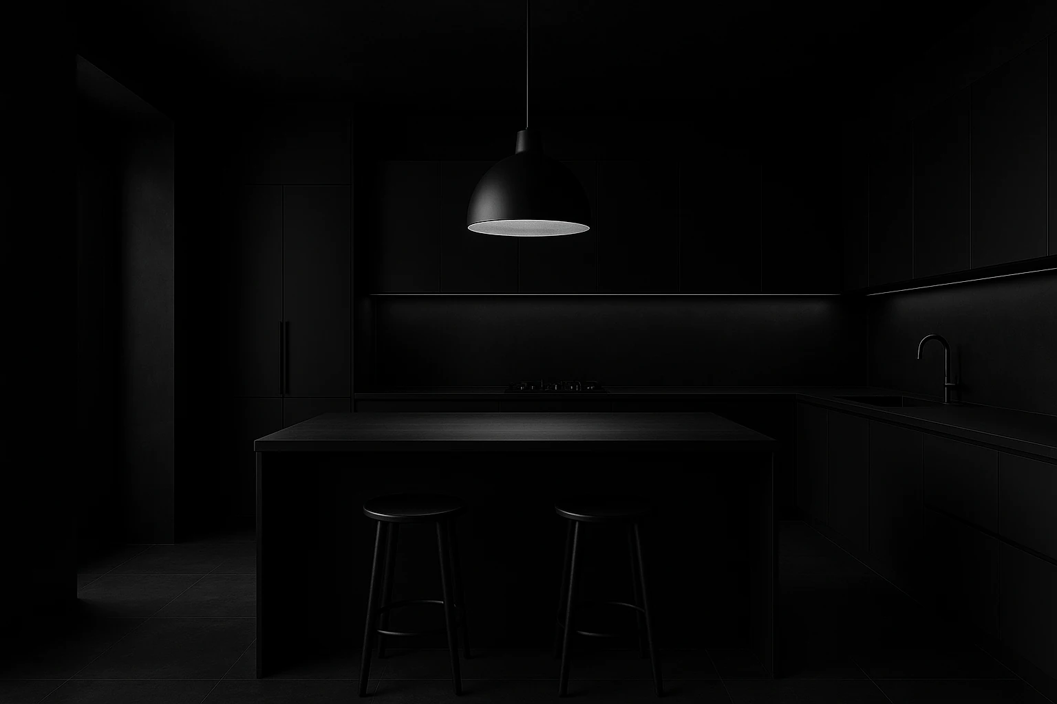Monochromatic Drama Kitchen Design Style 2025