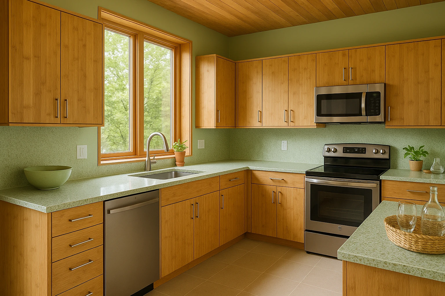 Sustainable Green Kitchen Design Style 2025