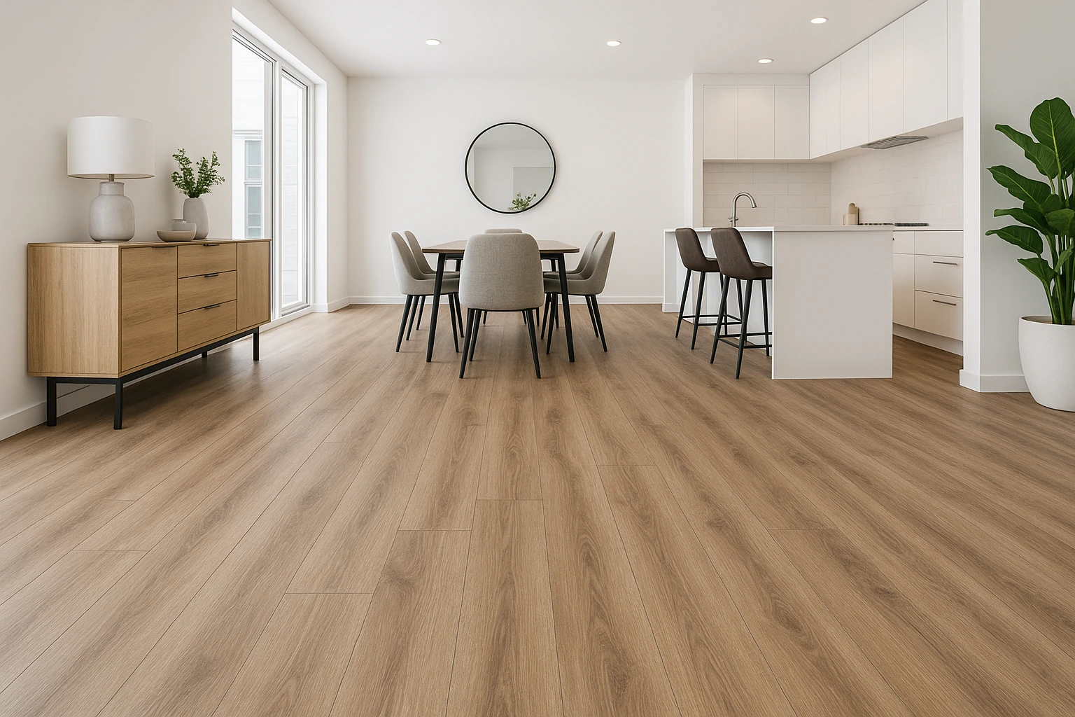 Rigid core LVP flooring with stable construction and durability