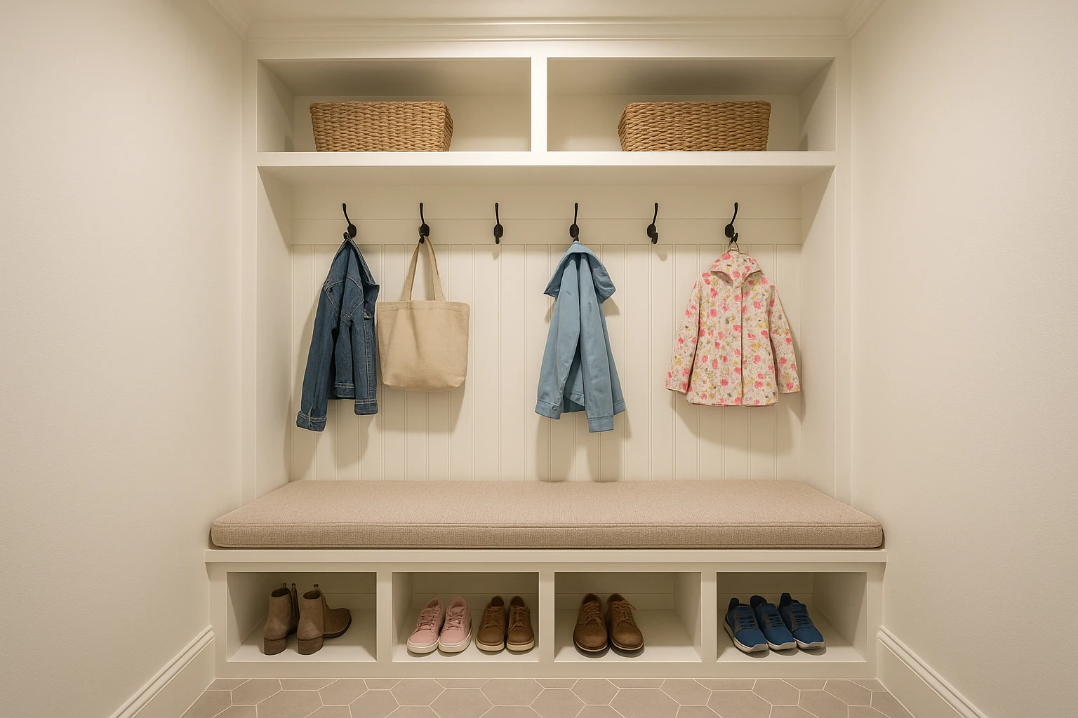 Kansas City Mudroom Addition - Custom Bench Seating