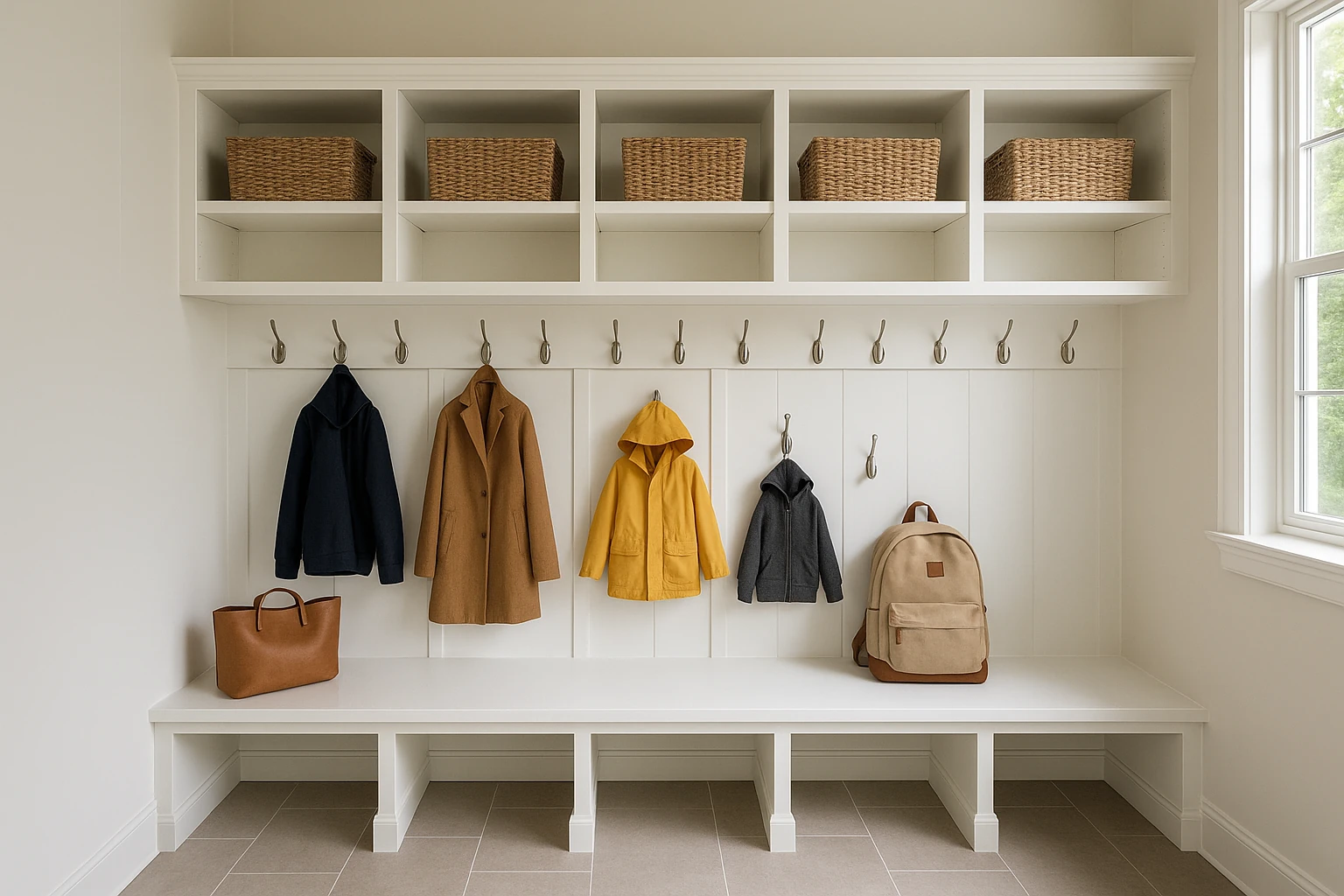 Kansas City Mudroom - Custom Coat Hooks and Organization