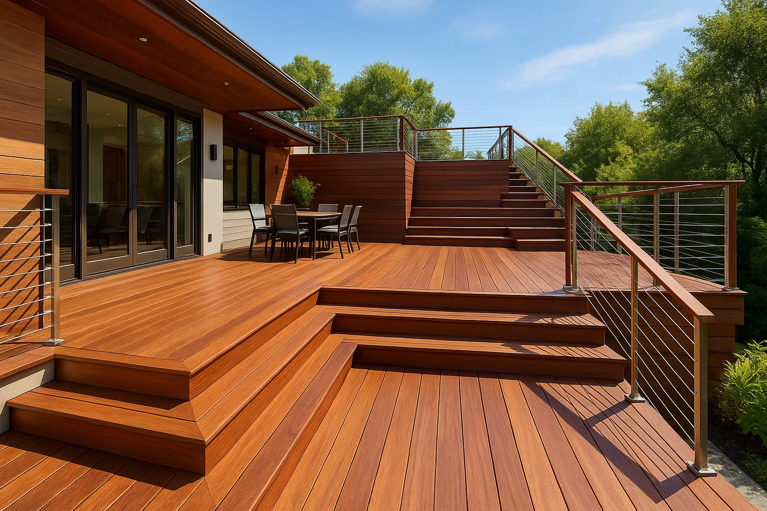 Multi-Level Deck with Exotic Hardwood Materials