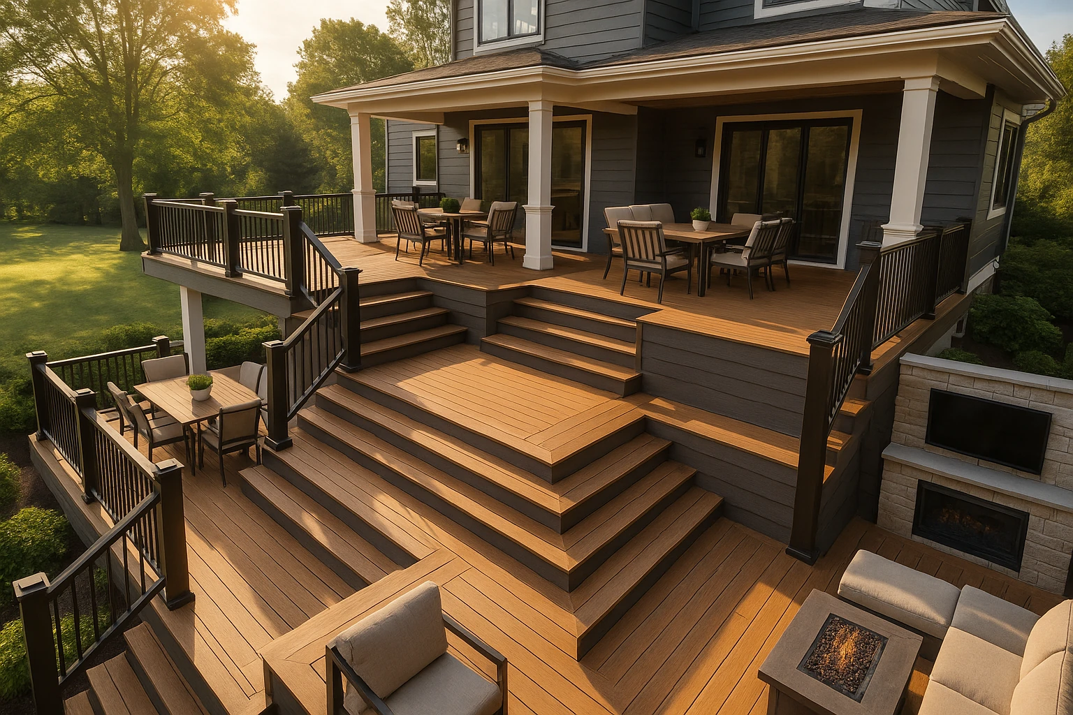 Multi-Level Deck with Distinct Elevation Zones