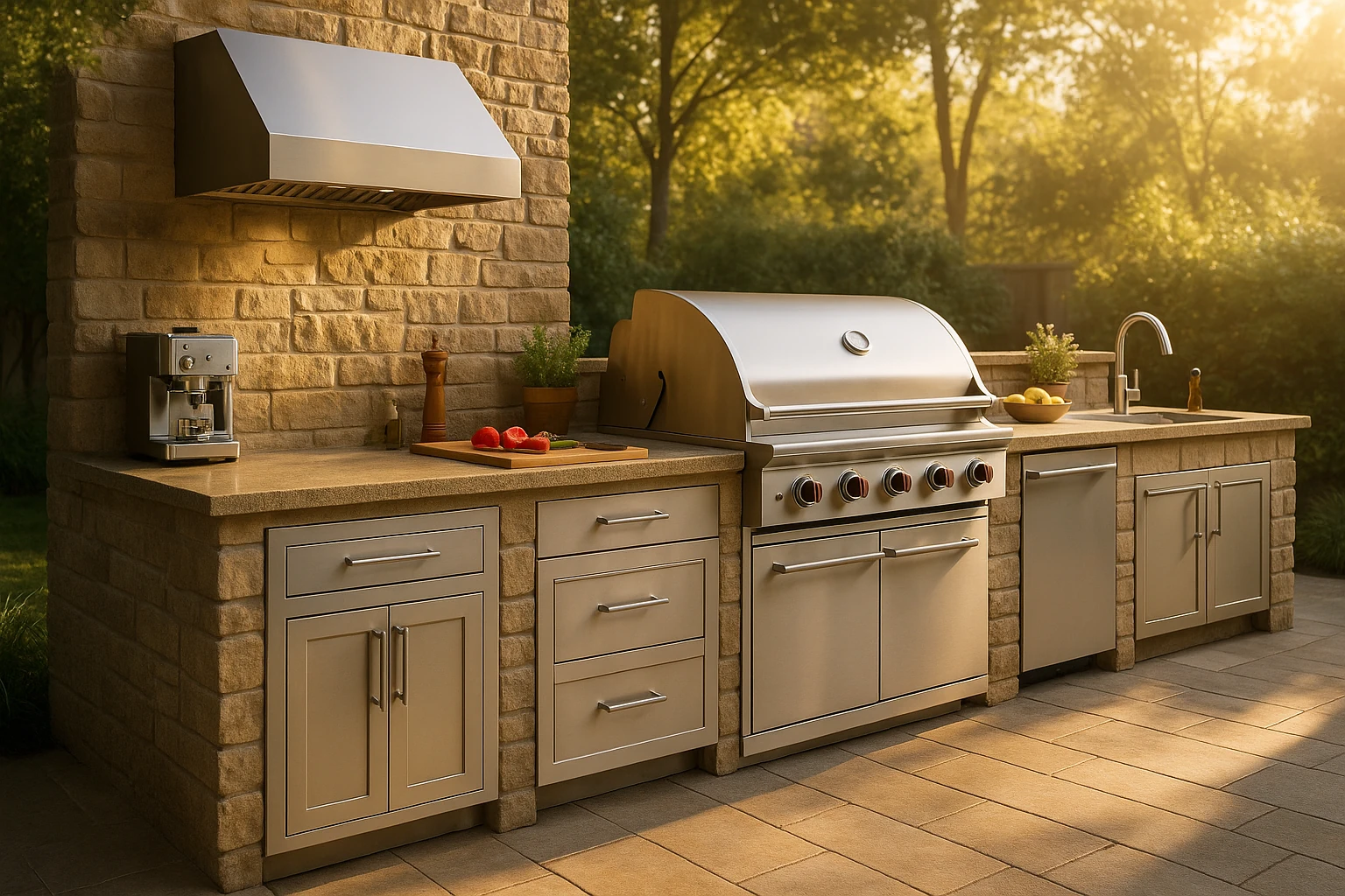 Outdoor Kitchen with Professional-Grade Grill Station