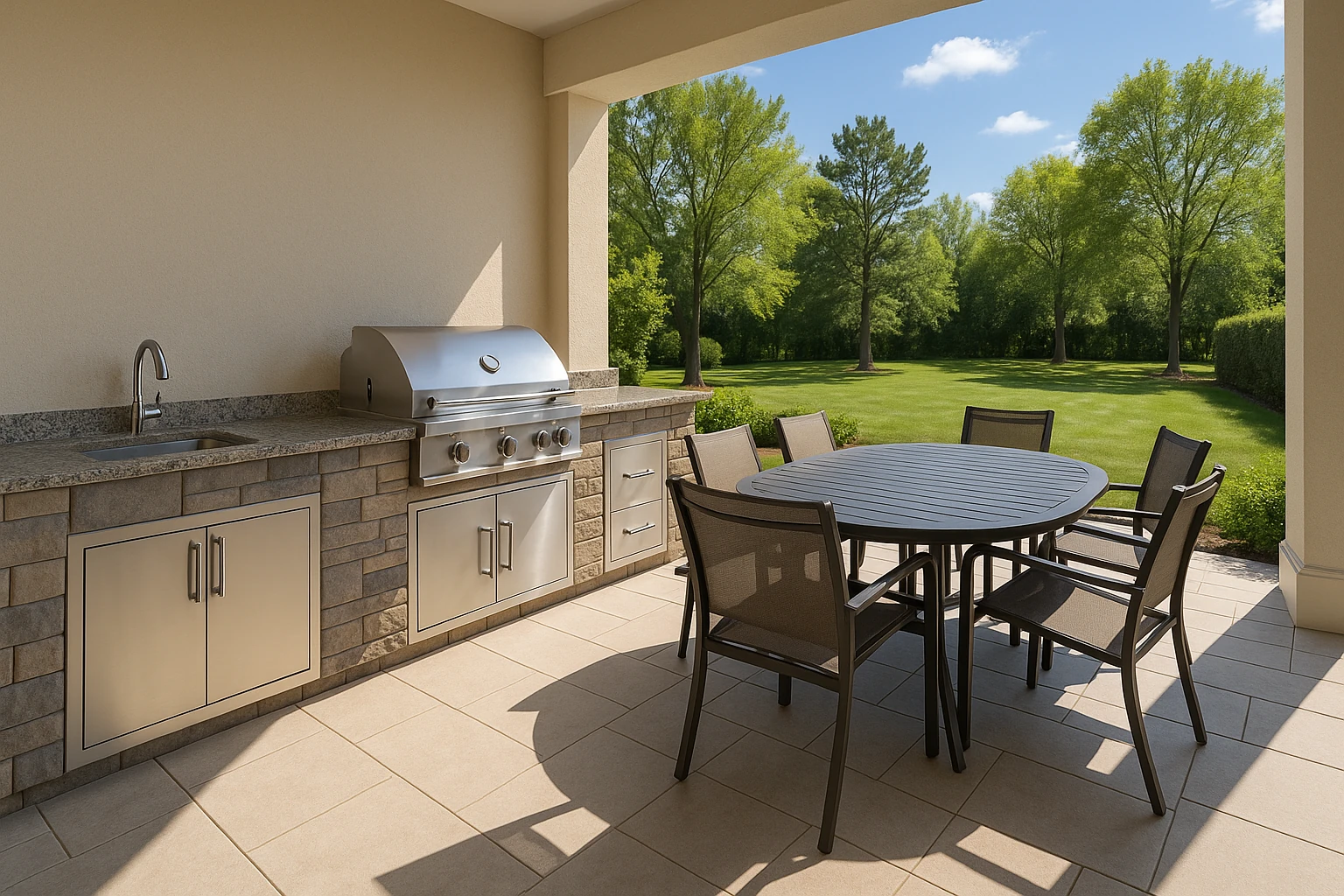 Completed Outdoor Kitchen Installation with Premium Appliances