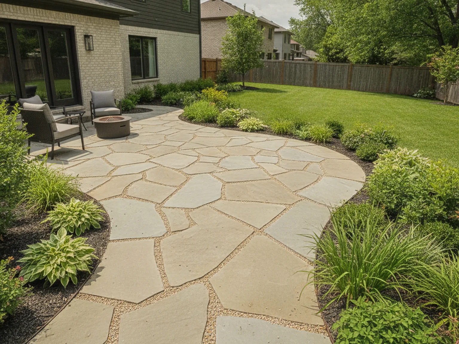 Flagstone patio design idea