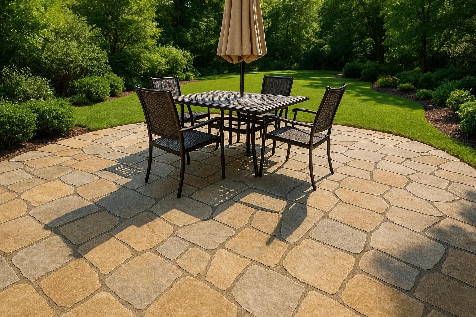 Completed Natural Stone Paver Patio Installation in Kansas City