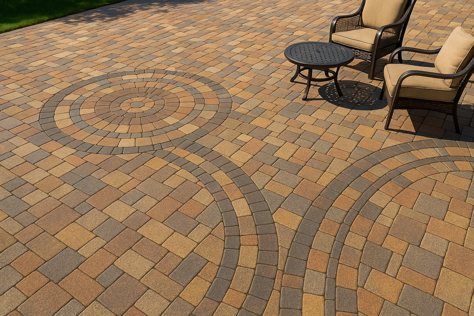 Multi-Color Paver Patio with Varied Stone Tones