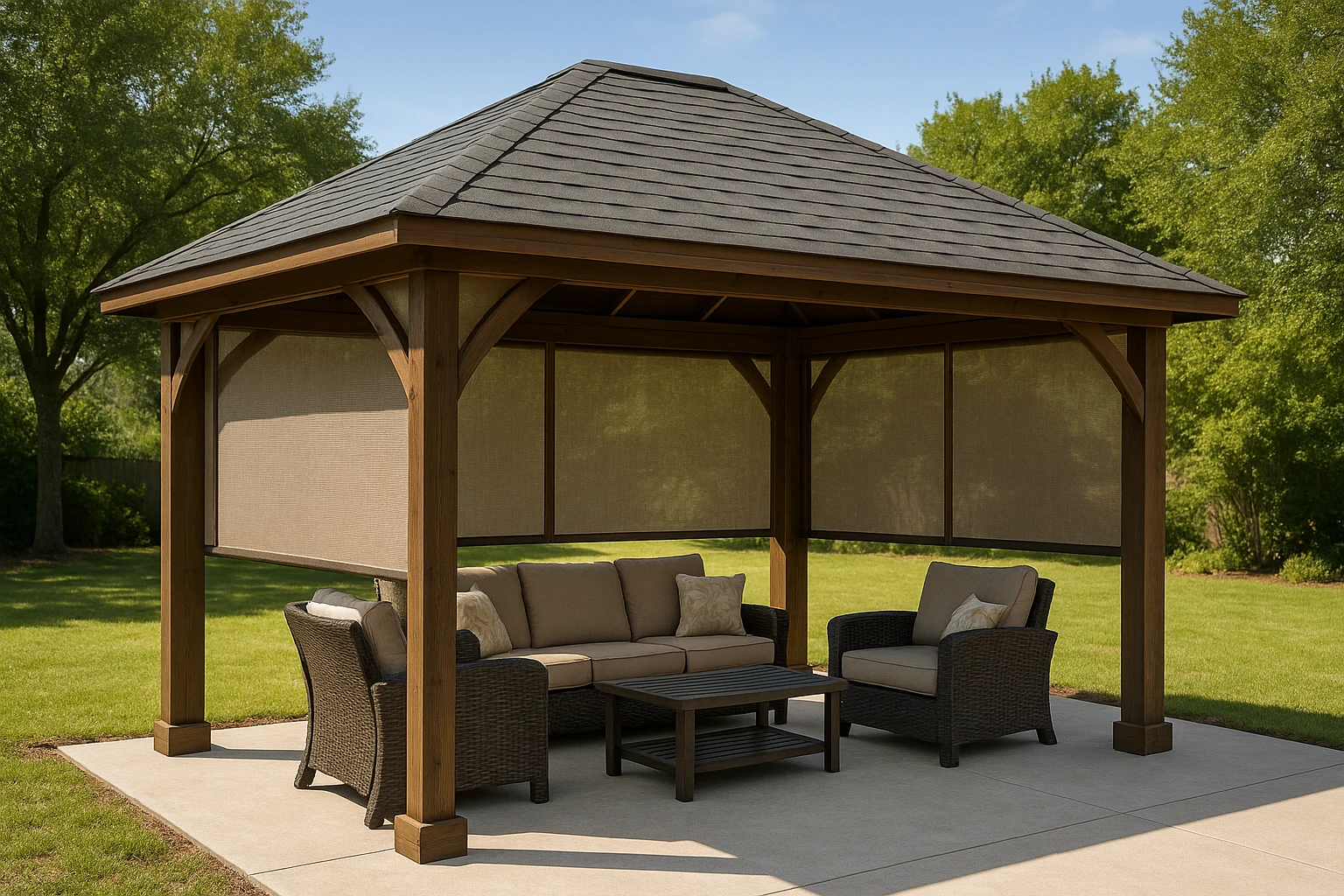 Custom Gazebo with Complete Roof Coverage