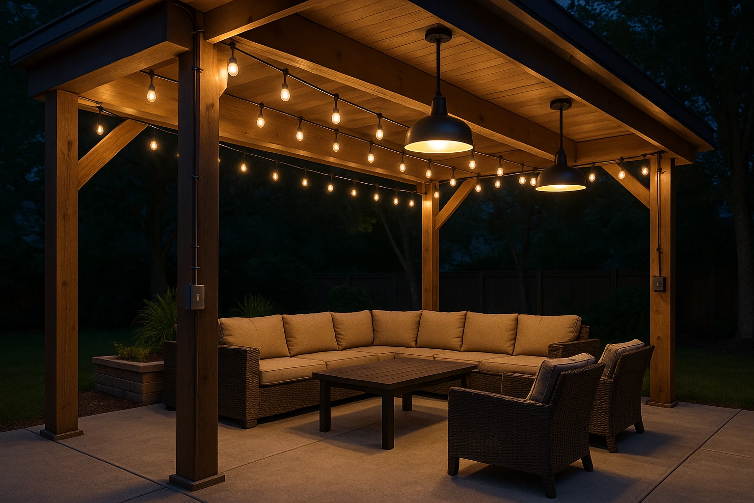 Pergola with Integrated Lighting System