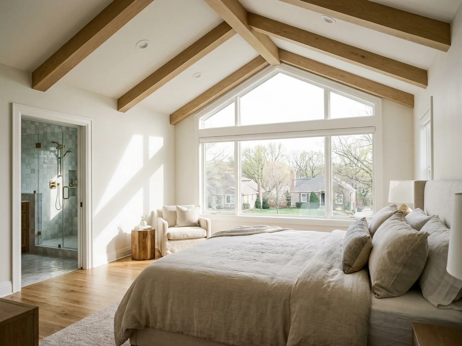 Bright new primary bedroom suite inside a Kansas City second story addition