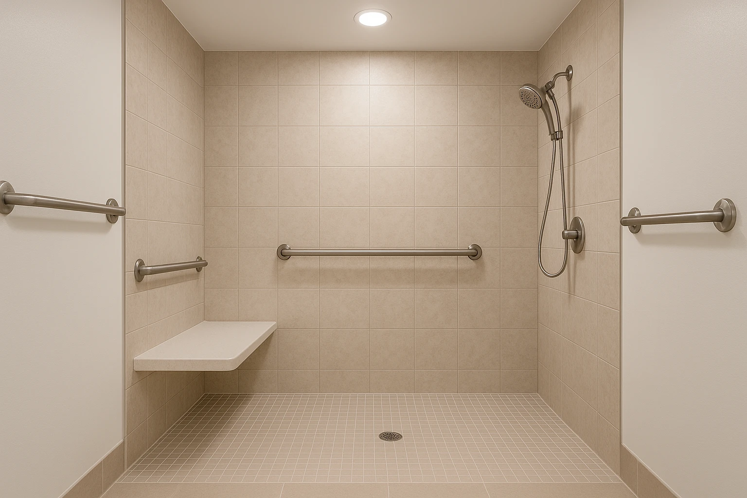 Accessible Shower Installation with Safety Features