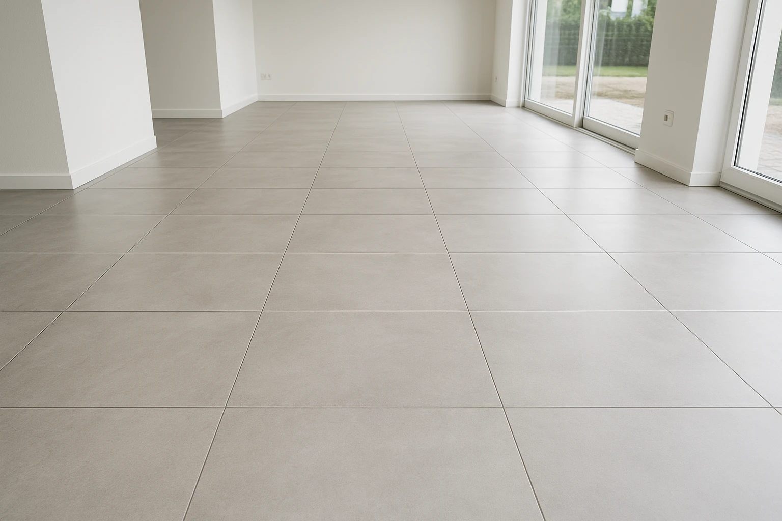 Completed Tile Floor Installation with Large Format Porcelain