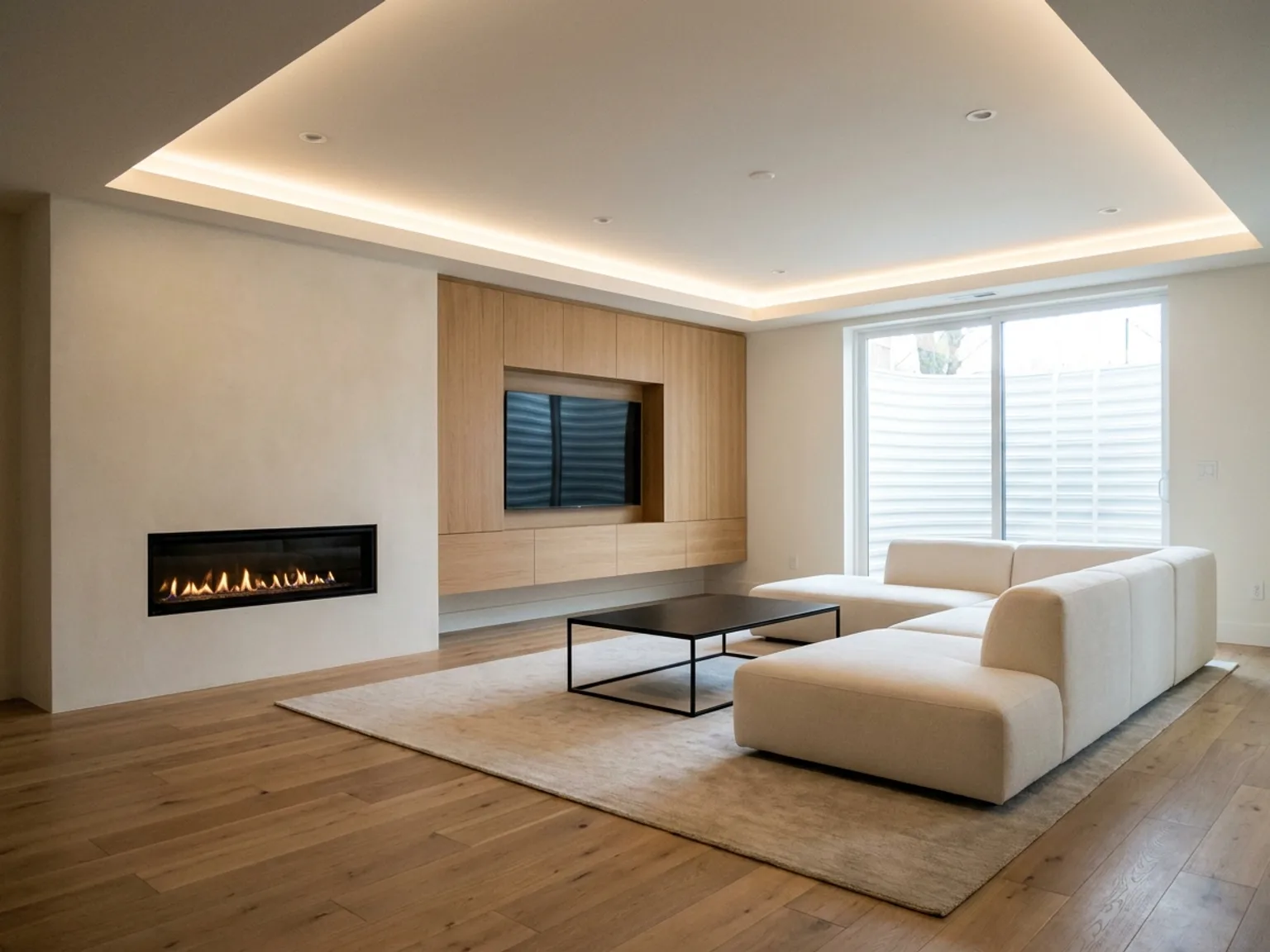 Modern Minimalist Lounge basement idea 2026