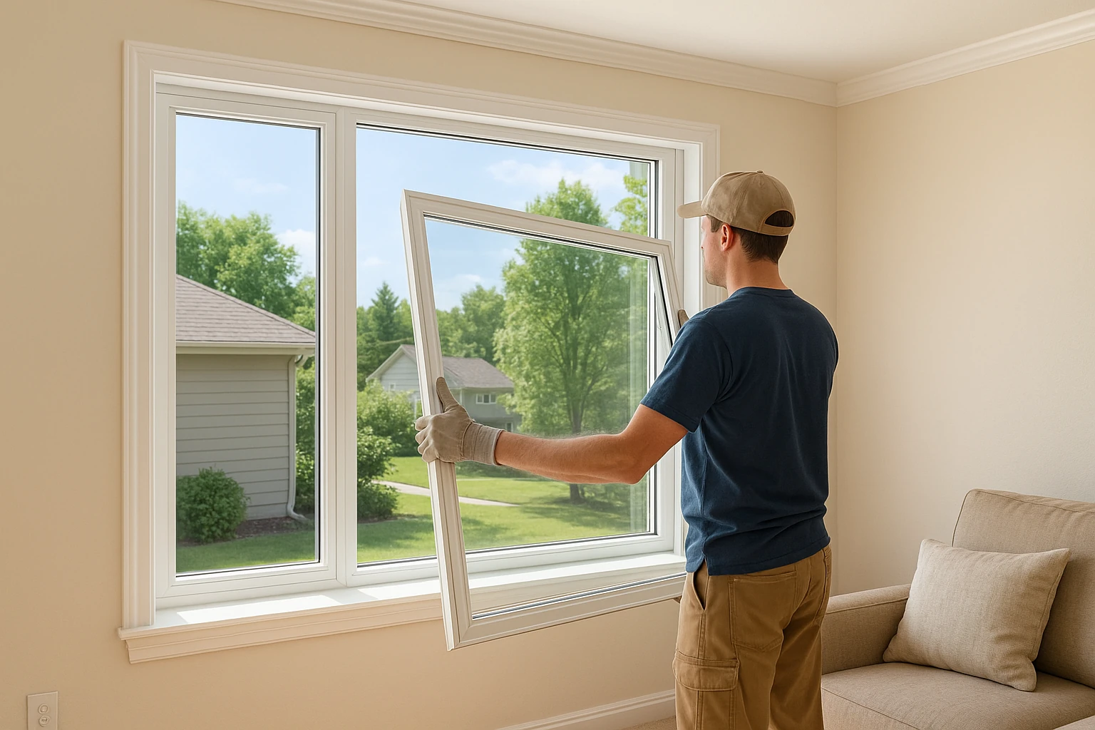 Energy-Efficient Window with Double-Pane Glass