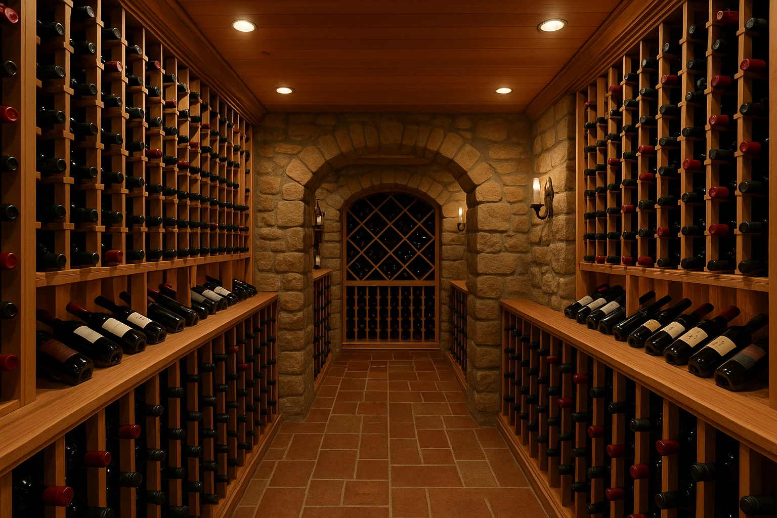 Completed Wine Cellar Construction with Custom Storage
